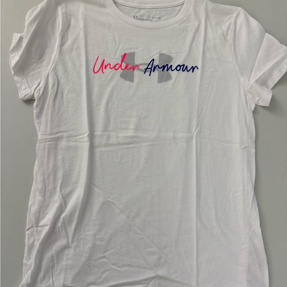 Under Armour White and Pink Graphic Short Sleeve T-Shirt